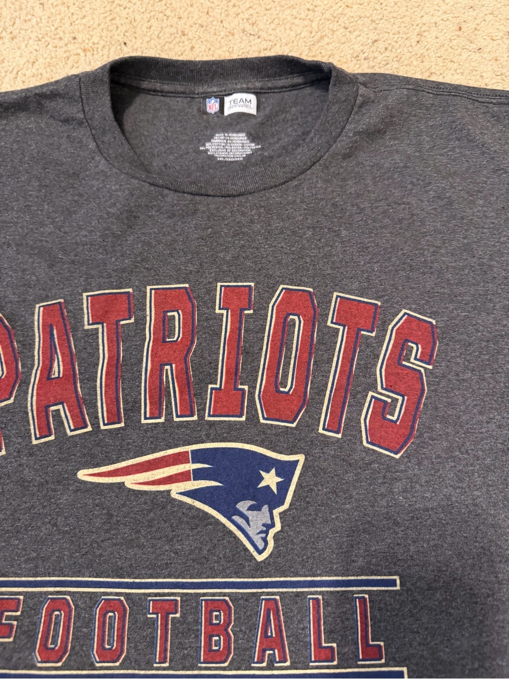New England Patriots NFL Graphic Tee 3XL Oversized Dark Gray Football Shirt